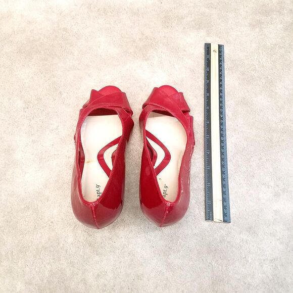 Apt. 9 Womens Kendal Size 7 Red Slip On Peep Toe Patent Heel Pumps - Picture 7 of 9